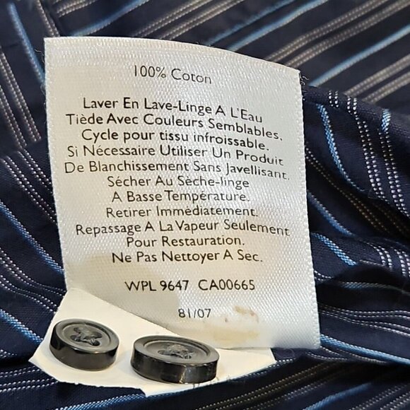 Eddie Bauer Long Sleeve Shirt Men's Tall TXL Blue Stripe Non-Wrinkle Relaxed Fit - Picture 7 of 14